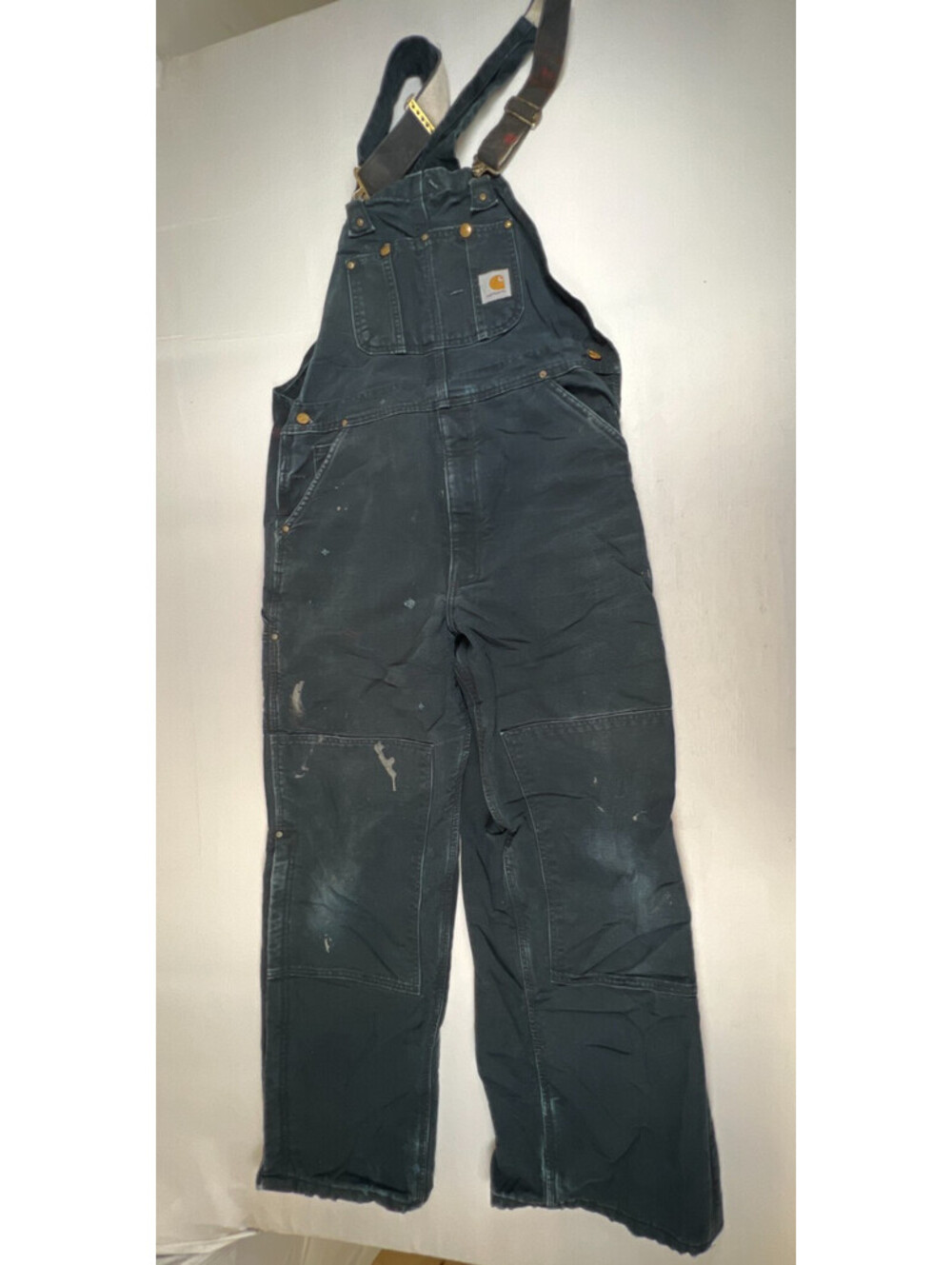 Carhartt Men 38x32 R02 BLK Quilt Lined Duck Bib Overalls Made in USA